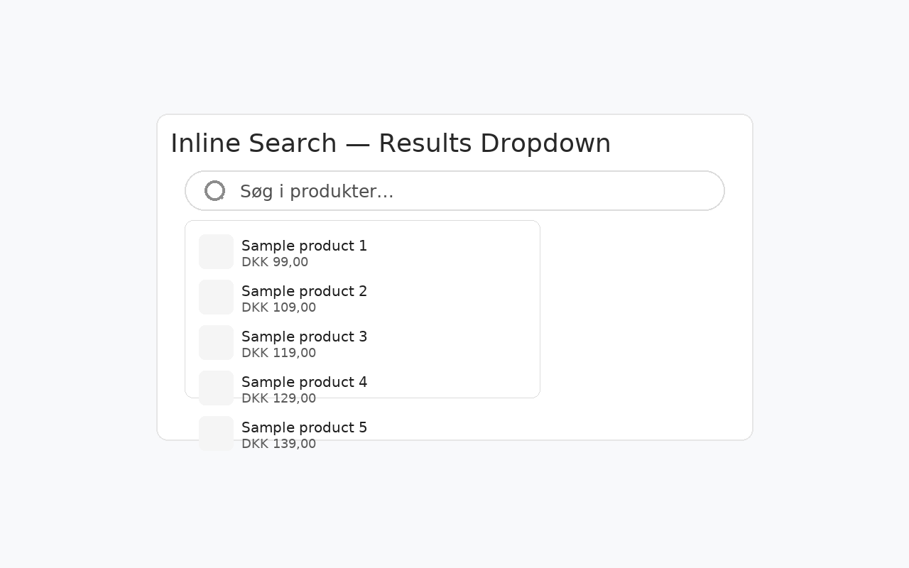 Inline søgning med dropdown-resultater